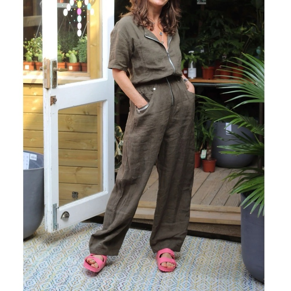 L.F. Markey Francis Boilersuit One Piece in Olive Linen